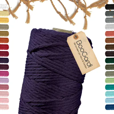 Produktbild von BOOGARDI Makramee Garn · Brombeere 5mm x 100m · 3mm oder 5mm Wollgarn kreatives knüpfen weben Stricken DIY Boho Garn