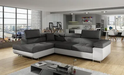 Produktbild von NABBI Ecksofa mit Zersetzung u Lagerraum Almero L - grau-weiß