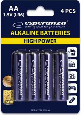 Obrázok produktu pre Batéria ESPERANZA LR06/AA alkalická 4blister