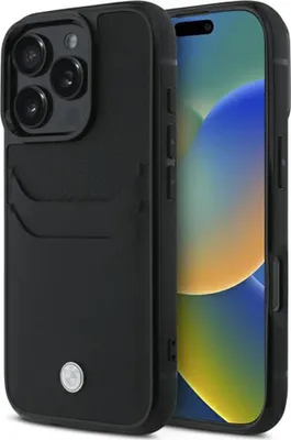 Produktbild von BMW BMHCP16X22RSEPK iPhone 16 Pro Max 6.9" schwarz hardcase Sign Leather Cardslot Schutzhülle