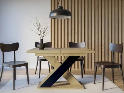 Immagine prodotto di Tavolo da pranzo allungabile 120x90 cm FIGOL - rovere artigianale / nero