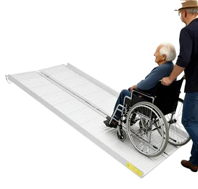 Produktbild von Rollstuhlrampe, Aluminiumlegierung, 5 Fuß Länge, 30 Zoll Breite, 600 lbs Tragfähigkeit, rutschfeste Oberfläche