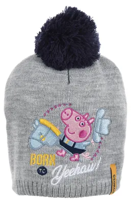 Produktbild von Peppa Pig Wutz Kinder Mädchen Winter-Set Winter-Mütze und Handschuhe, Farbe:Grau, Größe:54