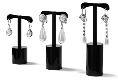 Productafbeelding van Acryl Tentoonstellingsstand Set voor Oorbellen - Modern Zwart Ontwerp