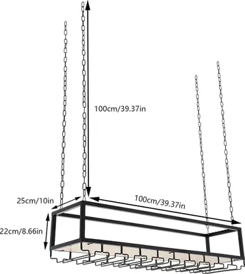 Immagine prodotto di Portabottiglie vintage da soffitto con portabicchieri, stile industriale, regolabile, multicolore