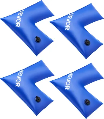 Produktbild von VEVOR Wassersack Eckausführung, 6er Pack à 570 x 565 mm, 0,4 mm dicke PVC-Säcke mit auslaufsicherem Schraubverschluss, Pool Beschwerungssack zur Befestigung von Poolabdeckungen im Winter, blau