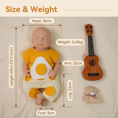 Produktbild von Reborn-Babypuppe - Silikonpuppe - Junge - 48 cm - 3,15 kg - Vollsilikon - Einteiliger Körper - Realistischer Schlafausdruck - Geschenk