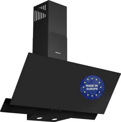 Produktbild von Wiggo WE-A942G Dunstabzugshaube 90cm kopffrei I Abluft Umluft Dunstabzug 626m³/h - Touch-Display 4 Stufen I Energieeffizienzklasse A Schräghaube inkl. 2x Kohlefilter I Abzugshaube Glasfront schwarz
