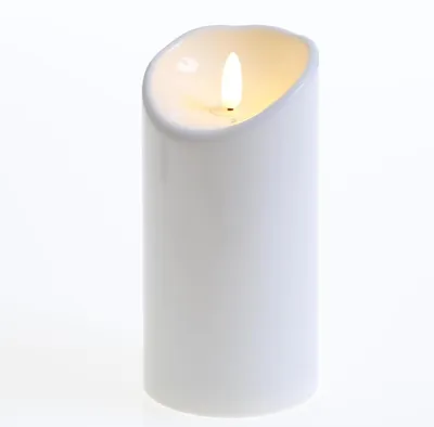 Produktbild von LED Kerze 3D Flamme - Kunststoff - flackernde Flamme - H: 15cm - D: 7,5cm - Timer - für Außen - weiß