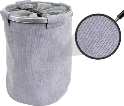 Immagine prodotto di Cestino per il bucato HWC-C34, Cestino per il bucato Scatola per il bucato Sacchetto per il bucato Cestino per il bucato con rete, 55x39cm 65l ~ grigio corda