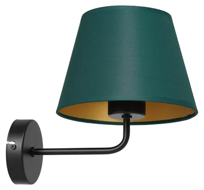Obrázek produktu pro Nástěnné svítidlo Arden, černá matná – zelená – zlatá, 1xE27x15W, látka, rozměry: 23x20x20 cm, IP20, Luminex