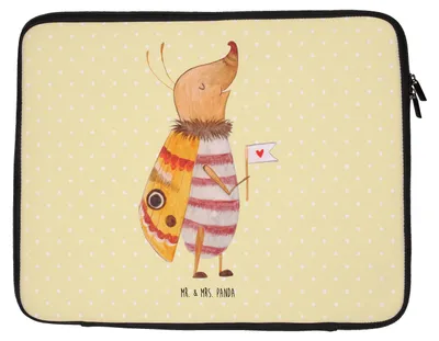 Produktbild von Mr. & Mrs. Panda Hülle Laptop Nachtfalter Fähnchen 20 x 28 cm - Gelb Pastell - Geschenk, Laptoptasche, Tasche, Lustige Sprüche, Notebooktasche, Käfer, Spruch Lustig, Süß