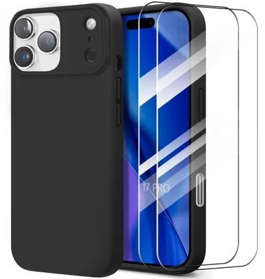 Image de Coque + 2 Verres Trempés pour iPhone 17 Pro, Protection Silicone Ultra Slim Antichoc Anti-Rayures - Noir