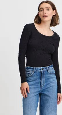 Produktbild von b.young BYPOLI Damen Longsleeve Langarmshirt Basic Shirt mit Rundhals Slim fit