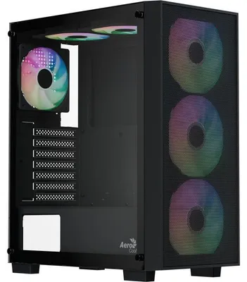Immagine prodotto di Case per PC, AEROCOOL B509A Flow, Midi-Tower, ATX, 6 ventole A-RGB da 120 mm, vetro temperato, nero