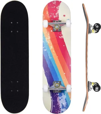 Immagine prodotto di Skateboard completo per principianti con deck a doppia curvatura