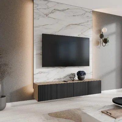Produktbild von Margaret Hadas24 TV-Schrank Noe Fernsehschrank TV-Lowboard 200 cm Hängend modernes Design Wohnzimmer Wandmontage, TV Möbel artisan, schwarz