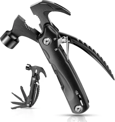 Produktbild von Lauwexe Mini Hammer Multitool Mit Messer 1 Stück, Kompaktes Camping-Überlebenswerkzeug Für Reparaturen Und Outdoor-Einsätze