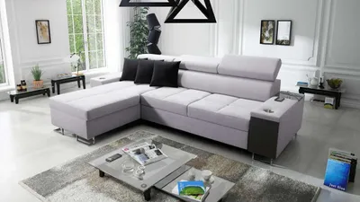 Produktbild von Ecksofa Anita I Maxi Luxus und Elegantes mit Schlaffunktion, Teile hat einen Öffnungsbügel, eine Steckdose und einen USB-Anschluss Sawana84