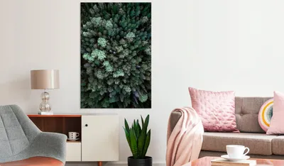 Produktbild von Modernes Wandbild Wald 60x90 - 1 Teile Bilder Fotografie auf Vlies Leinwand Foto Bild Dekoration Wand Bilder Kunstdruck Bäume grün Natur b-B-0366-b-a
