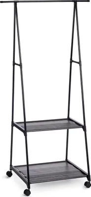 Produktbild von Kleiderständer aus Rollen mit zwei Regalen, 55 - 85 x 45 x 157 cm