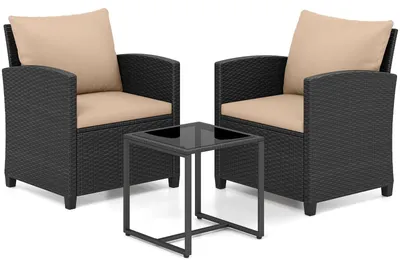 Produktbild von 3-teiliges Rattan-Gartenmöbelset mit Kissen
