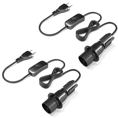 2er-Pack Flaschenlampen-Adapter E14 mit Kabel und Schalter, Schwarz