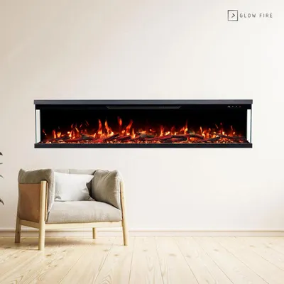 Produktbild von Glow Fire Elektrokamin 'Insert 152' | LED Wandkamin in schwarz mit Heizung (1800 W) | HxBxT: 36x152x19cm