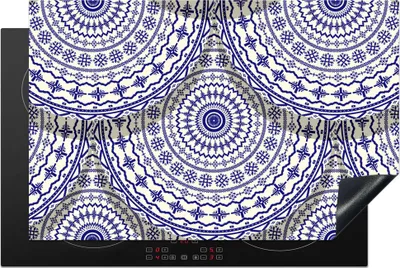 Produktbild von KitchenYeah© Herdabdeckplatte Design - Delfter Blau - Muster , 80x52cm, Küche Deko, Glaskeramikkochfeld Herdabdeckung, Abdeckplatte fùr Kochfeld