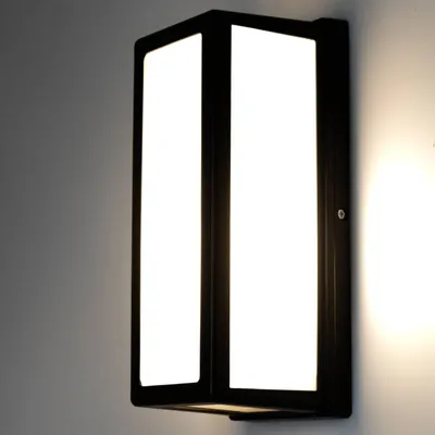 Produktbild von LUMILED Außenwandleuchte Wandlampe Außenleuchte Außenbeleuchtung Wandleuchter Gartenleuchte Terrasse IP44 schwarz weiß rechteckig spritzwasserdicht PC 230V E27 Fassung max 12W
