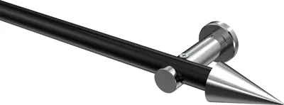 Produktbild von Interdeco Gardinenstange / Vorhangstange Schwarz / Chrom, Typ Platon Savio (Kegel) ohne Ringe, 20 mm Ø 1-läufig, 280 cm