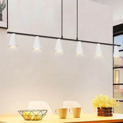 Produktbild von ZMH Pendelleuchte Moderne Weiß Esszimmer Linear Design Hängeleuchte GU10 Metall Esszimmerlampe Hängend Höhenverstellbar Bürolampe Wohnzimmer 110cm