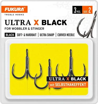 Produktbild von Fukura Ultra X Black Drillinge - Drillingshaken, Größe/Packungsinhalt:Gr. 2 / 3 Stück