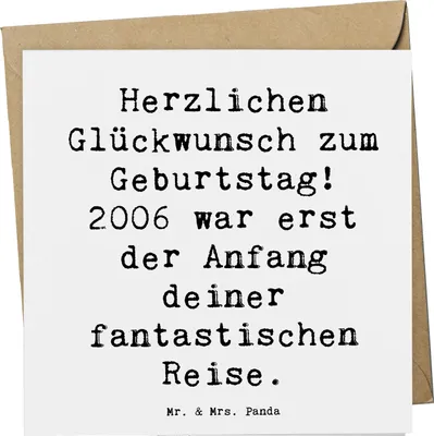 Produktbild von Mr. & Mrs. Panda Klappkarte Spruch 2006 Geburtstag - Weiß - Geschenk, Grußkarte, Geburtstagsfeier, Glückwunschkarte, Happy Birthday, Alter, faltkarte, anlasskarte