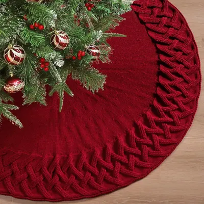 Kerstboomdeken 122 cm rot gebreid rond boomrok