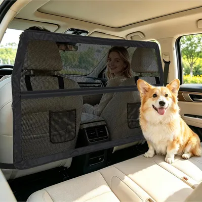 Produktbild von Hundegitter Auto, Hundegitter für Auto Rücksitz & Kofferraum | Fahrzeug Sicherheitsnetz für Hunde, Universal Hunde Trenngitter für SUV Lkws Fahrzeuge