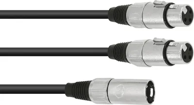 Productafbeelding van OMNITRONIC Adapterkabel XLR (mannelijk) / 2x XLR (vrouwelijk), 0,5 meter, zwart