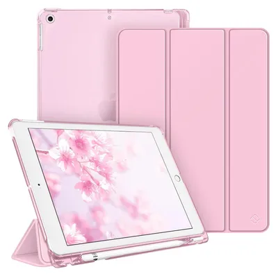 Produktbild von Fintie Hülle für iPad 9. Generation 2021/8. Gen 2020/7. Gen 2019 10.2 Zoll mit Stifthalter, ultradünne leichte Schutzhülle mit transparenter Rückseite und Auto Schlaf/Wach Funktion, Rosa