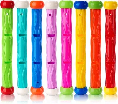 Produktbild von Kinderwasspielzeug - Farbenfrohes Wasserspielzeug für Kinder - Untertauchende Wurfstangen für Schwimmen und Wasserspaß - 8 Stück