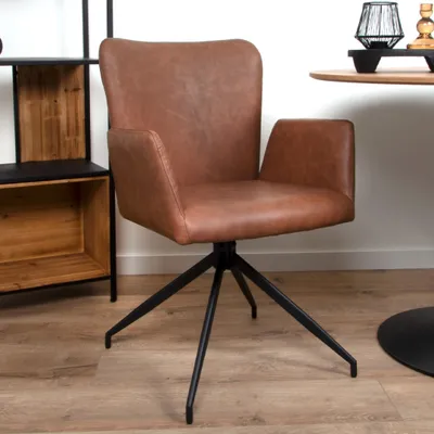 Image de Milton & Oldbrook Chaise de salle à manger en similicuir pivotante Falun Cognac