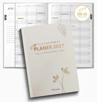 Produktbild von Praxisplaner 2027 A5 Flora Terminplaner Friseur Salon Kosmetikstudio 15 Min Takt1 Wo 2 Seiten