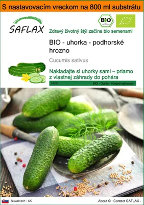 Obrázok produktu pre SAFLAX Garden in the bag - BIO - uhorka - podhorské hrozno - Cucumis sativus - 15 Semená - S pestovateľským substrátom v praktickom samostaviteľnom vrecku