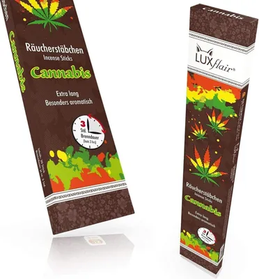 Produktbild von Riesige Garten Räucherstäbchen Cannabis, 3Std Brenndauer pro Stück, 20 Stück Vorratspackung, extra lang & besonders aromatischer Sommerduft, ideal zum Grillen, BBQ, Camping, Festival