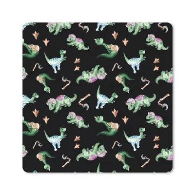 Produktbild von MuchoWow® Mauspad Mousepad Kinderzimmer - Schwarz - Dinosaurier - Jungen - Mädchen - Kinder 20x20 cm - Mousepads - Maus Mat - Pad - Mausunterlage - Desk Mat - Bureauartikeln