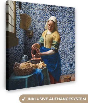 Produktbild von MuchoWow® - Leinwandbilder - Milchmädchen - Delfter Blau - Vermeer - Gemälde - Alte Meister, Wandbild, Wanddeko Bilder Wohnzimmer, 20x20 cm