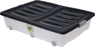 XL Unterbettkommode mit Klappverschluss - 60 Liter / schwarz - Aufbewahrungs Rollbox Spielzeugkiste