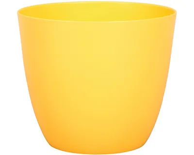 Zdjęcie produktu dla Plastikowa osłonka na doniczkę PATRICIE Ø 11 x 10 cm żółta matowa