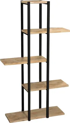 Produktbild von Bodenregal aus Eichenholz-Melamin mit schwarzem Metallgestell, 60 x 24,7 x 111 cm