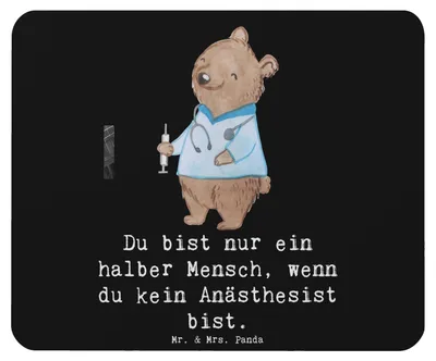 Produktbild von Mr. & Mrs. Panda Mousepad Anästhesist Herz - Schwarz - Geschenk, Krankenhaus, Mouse Pad, Anästhesie, Lustig, Mauspad, Narkosearzt, Studium, pc, mausteppich