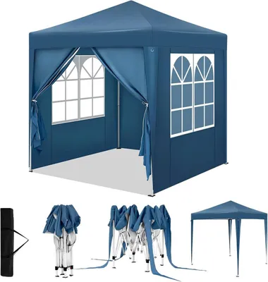 Produktbild von WOLTU Pavillon 2x2 m, mit 4 Seitenwänden, Partyzelt wasserabweisend UV-Schutz 50+, Blau